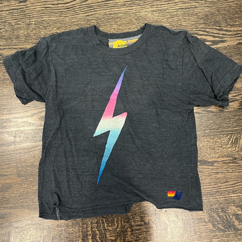 Aviator nation rainbow lightning bolt boyfriend tee